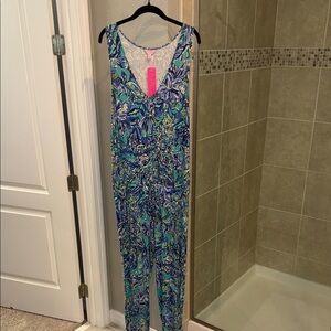 Lilly Pulitzer Dante Jumpsuit High Tide Navy Turtle Amazement Size XL New w/tag!